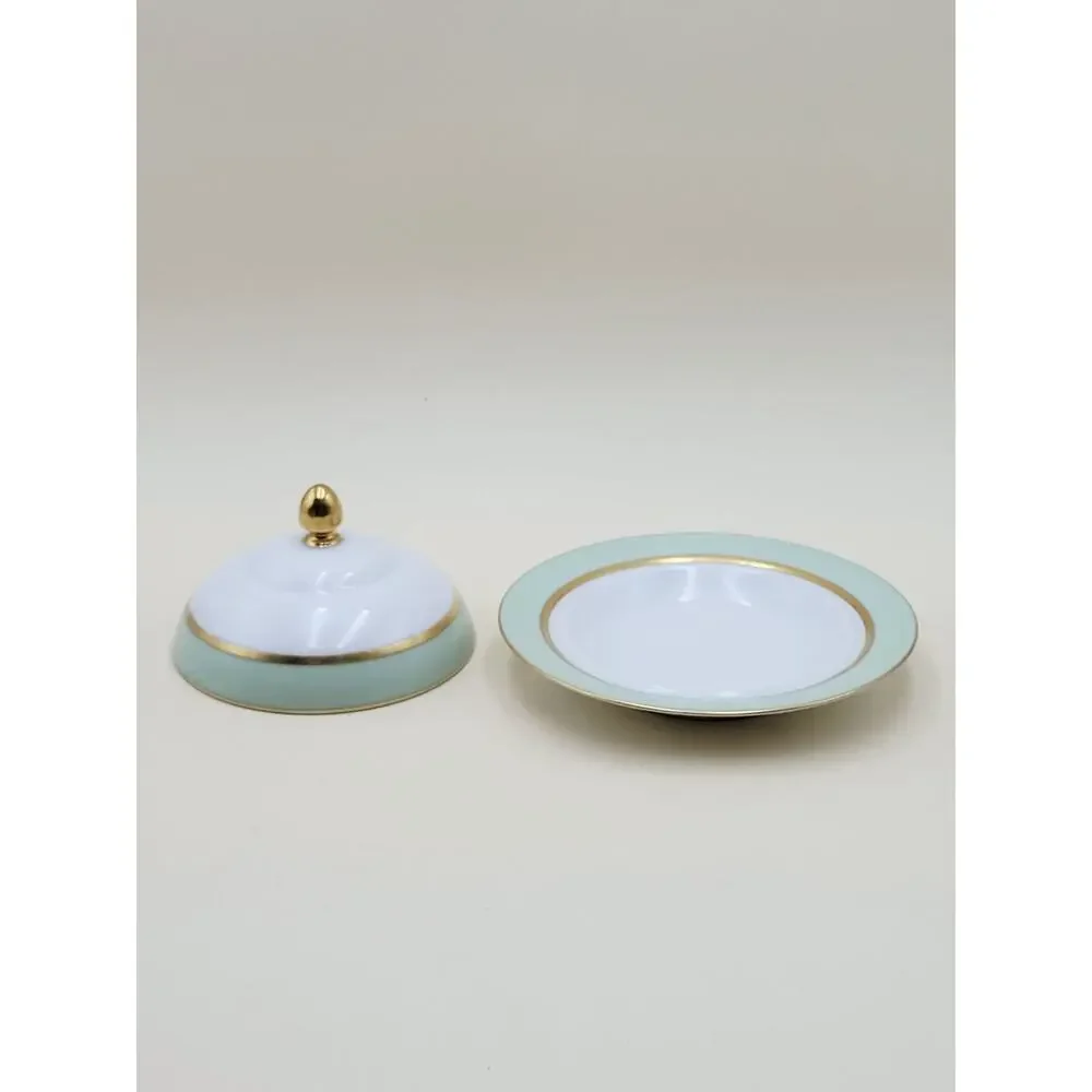 Tirschenreuth Clyde Porcelain Butter Dish Mint Green 4245 Mid-Century